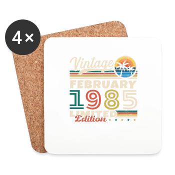 Février 1985 Vintage Anniversaire 1985 Cadeau - Dessous de verre (lot de 4) - blanc - Devant