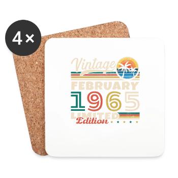 Février 1965 Vintage Anniversaire 1965 Cadeau - Dessous de verre (lot de 4) - blanc - Devant