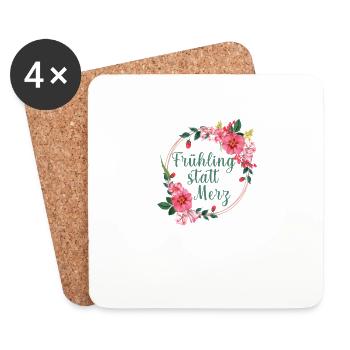 Frühling statt Merz - Untersetzer (4er-Set) - Weiß - Vorne