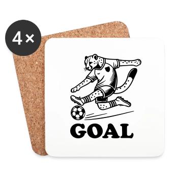 Football Cheeta - "Goal" Design - Coasters (set of 4) - white - Front