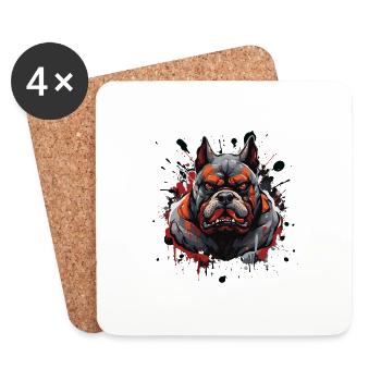 Bulldog Head Dog Portrait Motivation Animal - Coasters (set of 4) - white - Front