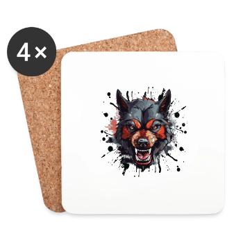 Wolf Head Portrait Motivation Animal - Coasters (set of 4) - white - Front