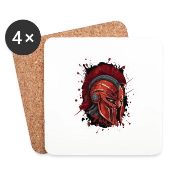 Spartaner Helm Kopf Porträt Mythologie - Untersetzer (4er-Set) - Weiß - Vorne