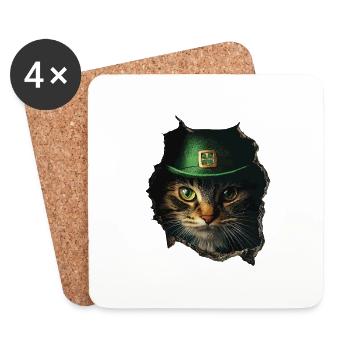 St. Patrick Katze - Untersetzer (4er-Set) - Weiß - Vorne