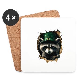 St. Patrick Waschbär - Untersetzer (4er-Set) - Weiß - Vorne