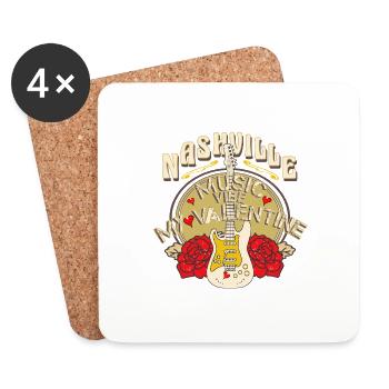 Valentine's Day in Nashville Music - Coasters (set of 4) - white - Front