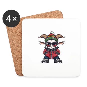 Montagne Chèvre Chèvre Bande Dessinée Cool - Dessous de verre (lot de 4) - blanc - Devant