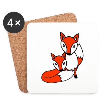 2 Foxes Friends Red Fox Two Wild Animals Team - Coasters (set of 4) - white - Front