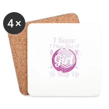 I Know I Play Like A Girl Try To Keep Up Golf Golf - Untersetzer (4er-Set) - Weiß - Vorne