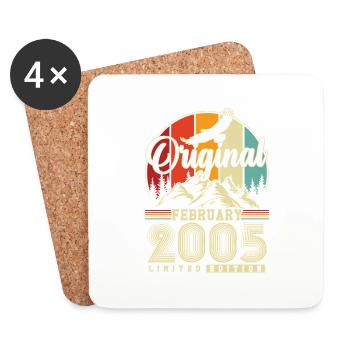 Original Février 2005 Vintage Anniversaire - Dessous de verre (lot de 4) - blanc - Devant
