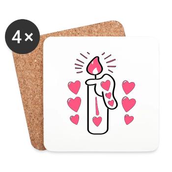 T-shirt pour femme pour la Saint-Valentin 2025 - Dessous de verre (lot de 4) - blanc - Devant