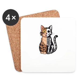 Schrödingers Katze Dead and Alive - Untersetzer (4er-Set) - Weiß - Vorne
