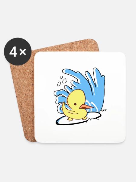 Surfin'Duck - Untersetzer (4er-Set) - Weiß
