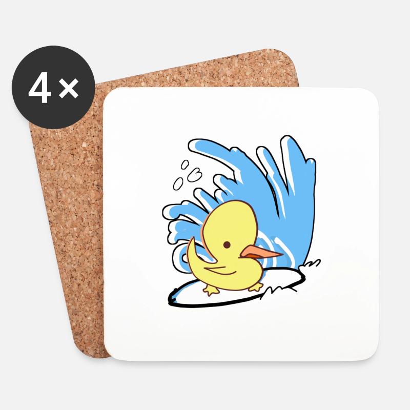 Surfin'Duck - Untersetzer (4er-Set) - Weiß