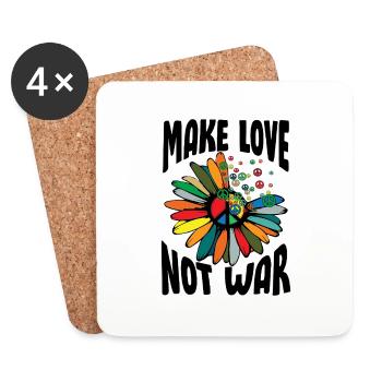 Make Love Not War Flowerpower Hippie - Untersetzer (4er-Set) - Weiß - Vorne