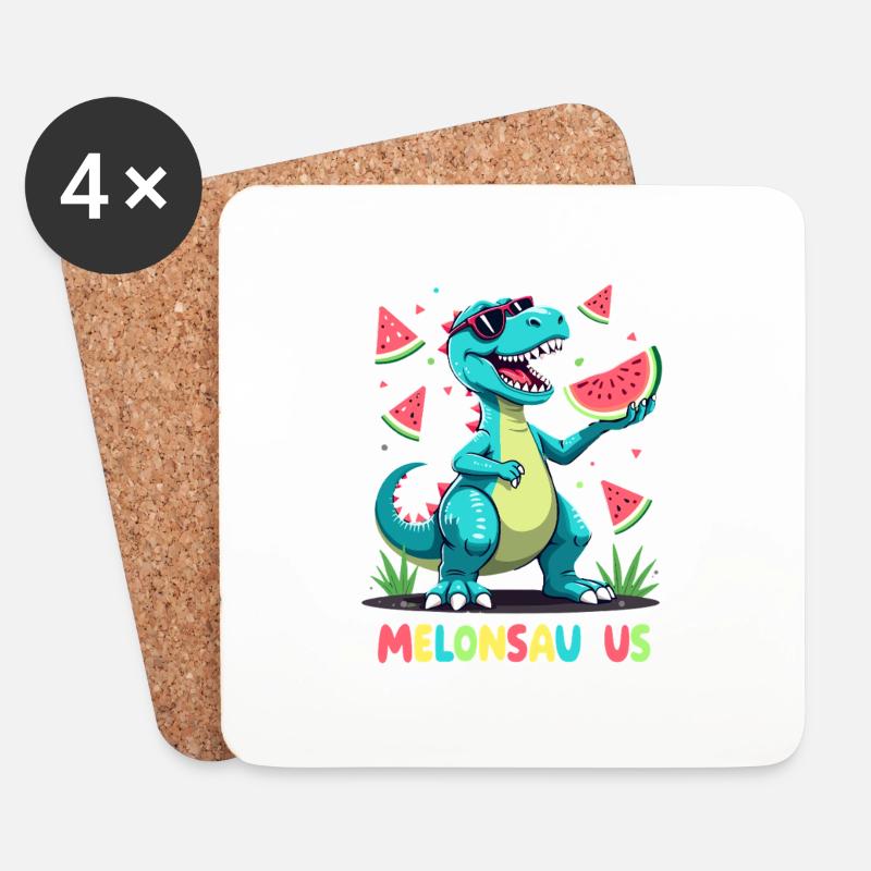 Melonsaurus Lustiger Dinosaurier für einen - Untersetzer (4er-Set) - Weiß