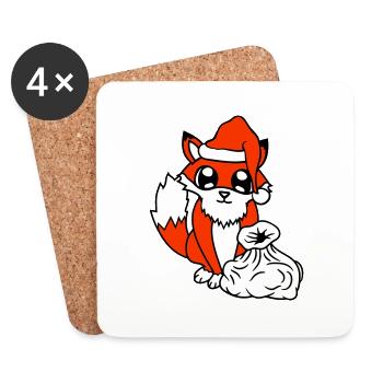 Fox Red Fox Santa Claus Christmas Gift - Coasters (set of 4) - white - Front
