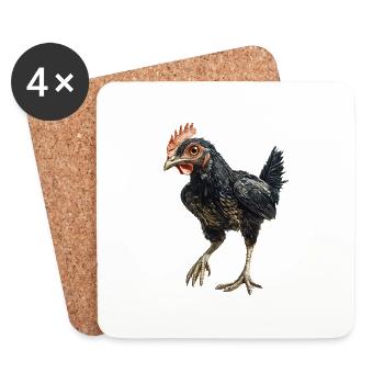 Huhn - Untersetzer (4er-Set) - Weiß - Vorne