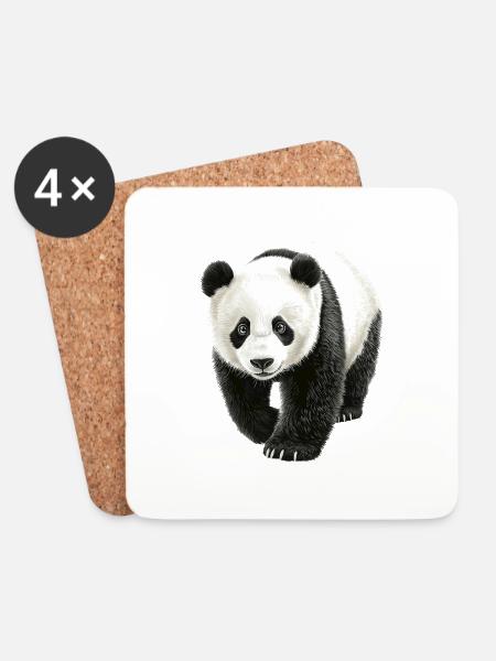 Panda - Untersetzer (4er-Set) - Weiß