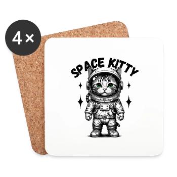 Cat Space Kitty Space Astronaut Carnaval Fun - Dessous de verre (lot de 4) - blanc - Devant