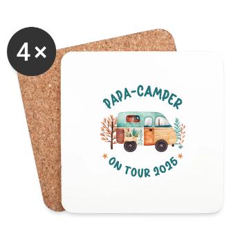 Papa Camper 2025 Camping Urlaub Reise Wohnwagen - Untersetzer (4er-Set) - Weiß - Vorne