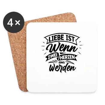 Liebe ist, wenn zwei Herzen eins werden - Untersetzer (4er-Set) - Weiß - Vorne