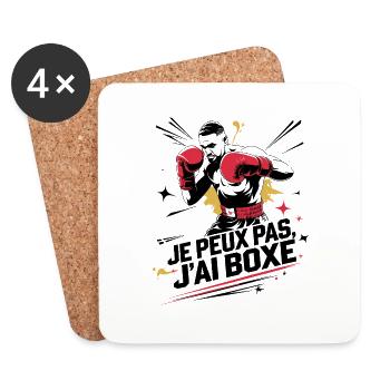 Je peux pas j'ai boxe - Dessous de verre (lot de 4) - blanc - Devant