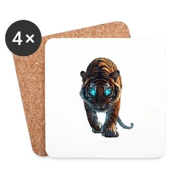 Tiger - Untersetzer (4er-Set) - Weiß - Vorne