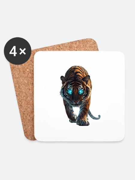 Tiger - Untersetzer (4er-Set) - Weiß