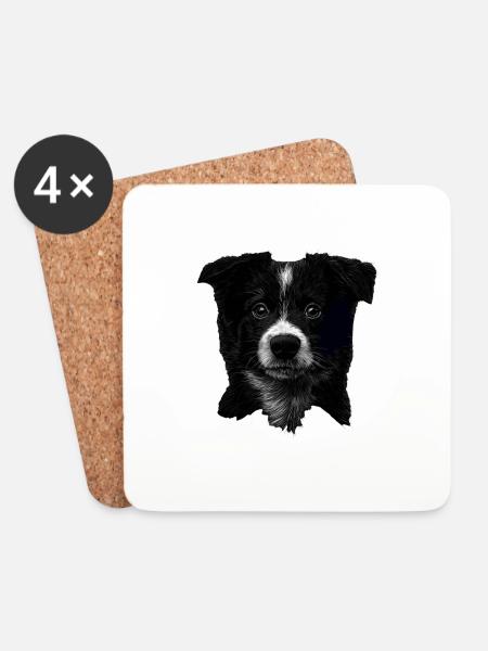 Border Collie - Untersetzer (4er-Set) - Weiß