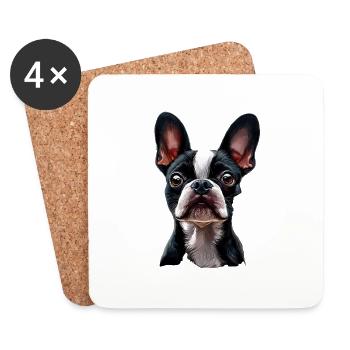 Boston Terrier - Untersetzer (4er-Set) - Weiß - Vorne
