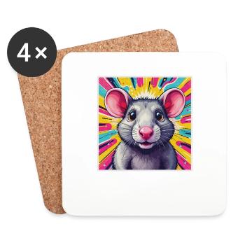 Pop Art Rat - Coasters (set of 4) - white - Front