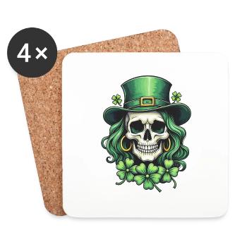 Trèfle Crâne Saint-Patrick femme - Dessous de verre (lot de 4) - blanc - Devant