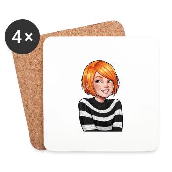 Anime Woman - Coasters (set of 4) - white - Front