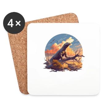 Dragons de Komodo Dragon de Komodo - Dessous de verre (lot de 4) - blanc - Devant