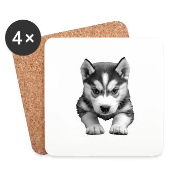 Sibirischer Husky - Untersetzer (4er-Set) - Weiß - Vorne