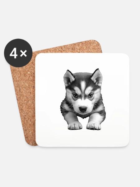 Sibirischer Husky - Untersetzer (4er-Set) - Weiß