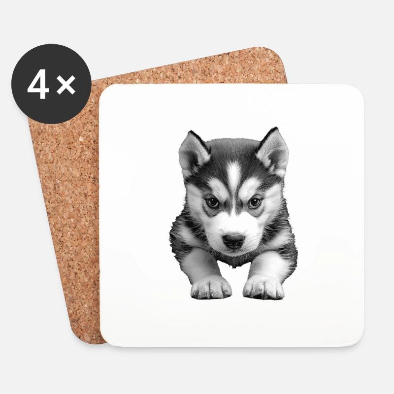 Sibirischer Husky - Untersetzer (4er-Set) - Weiß