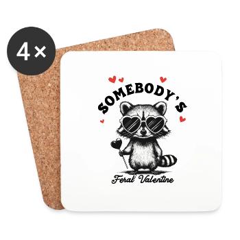 Wild Raccoon Valentine's Day Heart In Love Funny - Coasters (set of 4) - white - Front