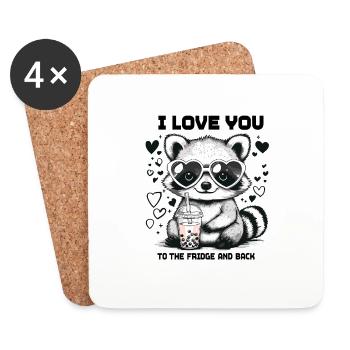 Saint Valentin Raton laveur Anniversaire Fête des mères Drôle - Dessous de verre (lot de 4) - blanc - Devant