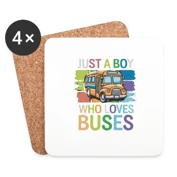 Just a Boy Who Loves Buses for Bus Lovers für - Untersetzer (4er-Set) - Weiß - Vorne