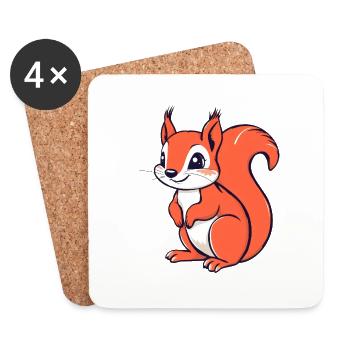 Süßes kleines Eichhörnchen - Untersetzer (4er-Set) - Weiß - Vorne