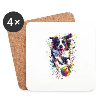 Border Collie - Untersetzer (4er-Set) - Weiß - Vorne
