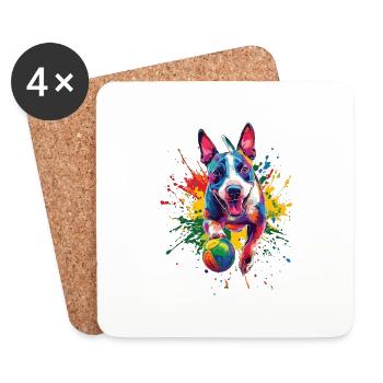 Bullterrier - Untersetzer (4er-Set) - Weiß - Vorne