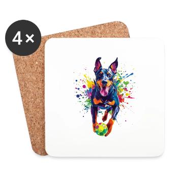 Dobermann - Untersetzer (4er-Set) - Weiß - Vorne