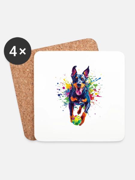 Dobermann - Untersetzer (4er-Set) - Weiß