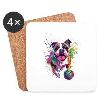 Bulldogge - Untersetzer (4er-Set) - Weiß - Vorne