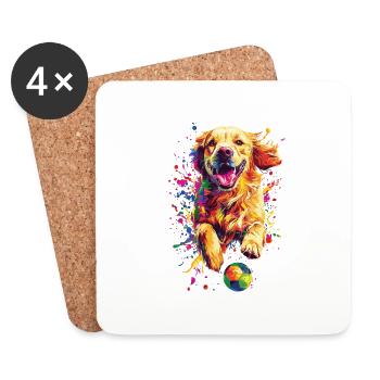 Golden Retriever - Untersetzer (4er-Set) - Weiß - Vorne