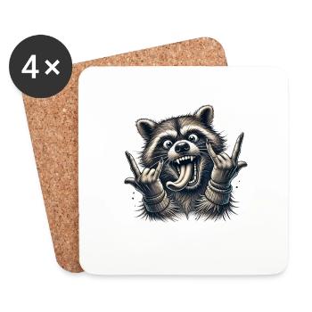 Rock On Raccoon Heavy Metal Design - Coasters (set of 4) - white - Front