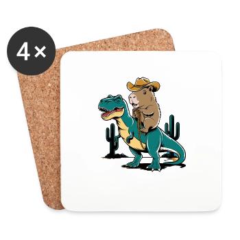 Niedliches Capybara auf Dinosaurier für einen - Untersetzer (4er-Set) - Weiß - Vorne